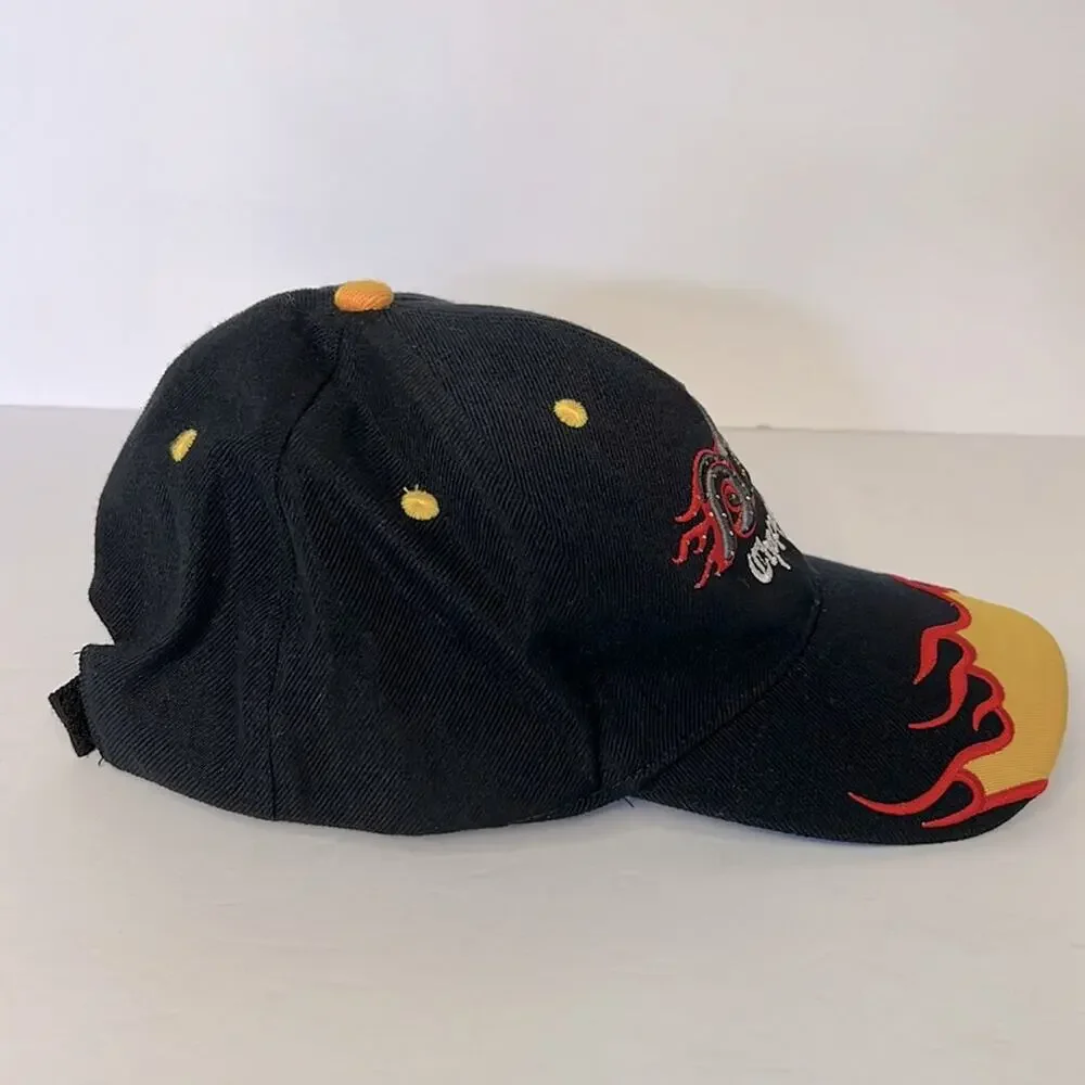 Choppers Men’s Black/Orange Flames Biker’s Basketball Cap With Light‎ Up Chopper